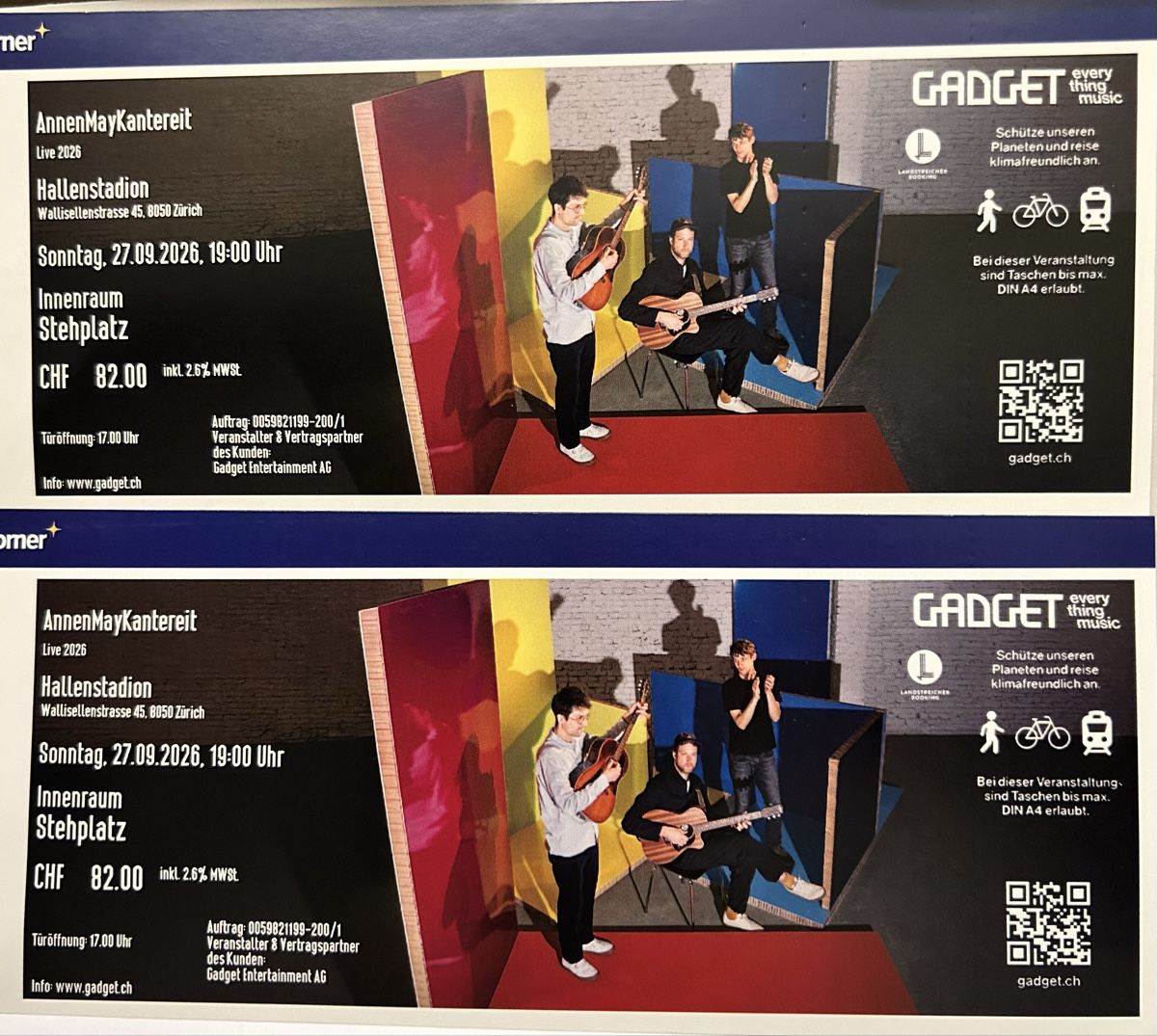 Tickets: 2x Stehplatz AnnenMayKantereit – Neu (gemäss Beschreibung) aus Gondiswil von Greybear