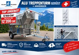 Treppenturm Rollgerüst Gerüst 10.2m AH NEU + Anhanger! Neu