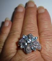 Echtschmuck: Himmelblauer Topas-Silberring 925er Grösse 56