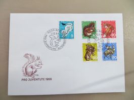 6 Briefe (FDC) Pro Juventute 1966, Satz Einzel+Viererblocks