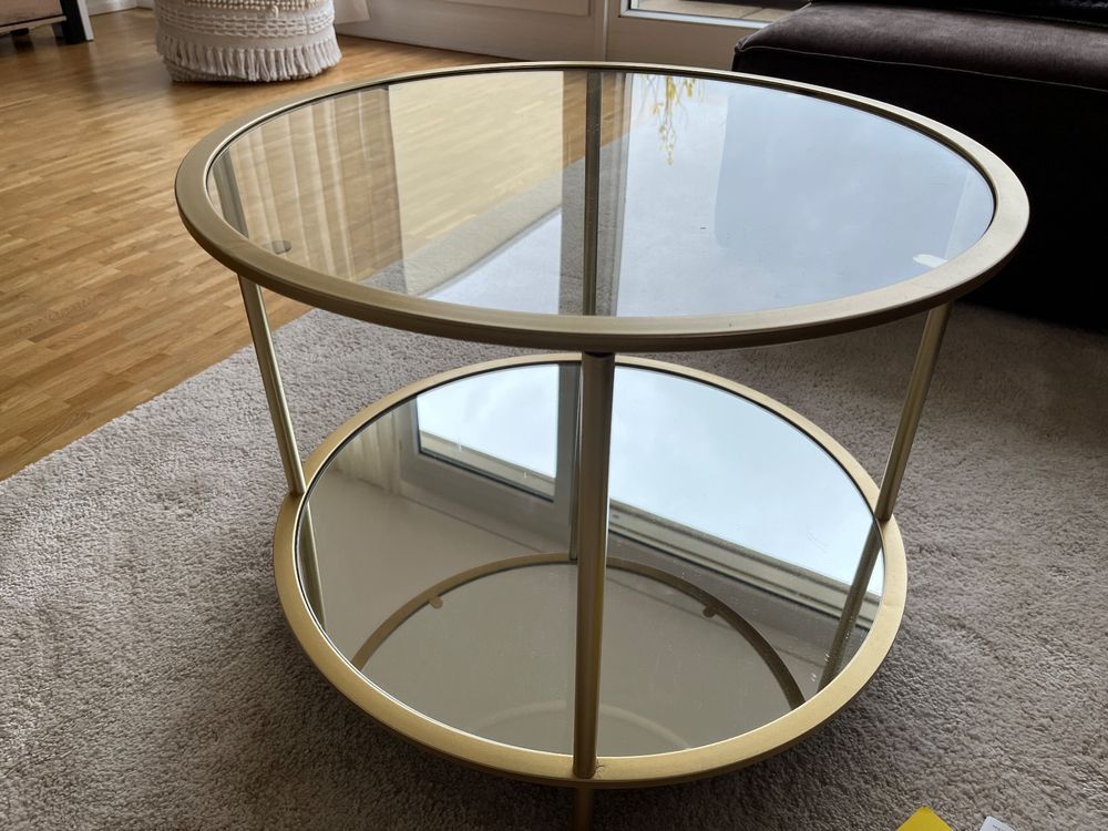 wundersch-ner-couchtisch-rund-goldfarben-mit-glas-kaufen-auf-ricardo