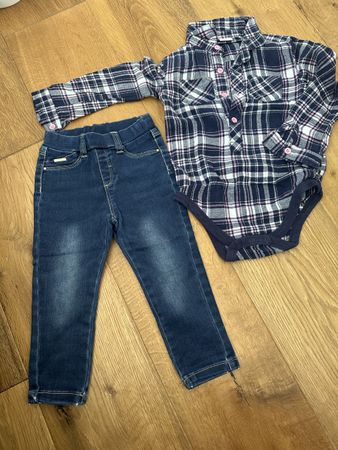 Girls Set Hemd Body und Jeans Grösse 86/92 Mädchen