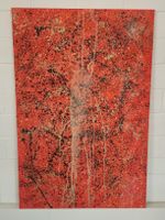 Abstraktes Acrylbild, Unikat, orange schwarz gold, 80x120 cm