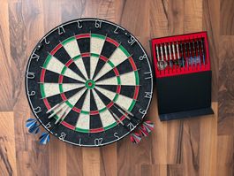 Dartscheibe mit Dartpfeil Set 12 Stück guter Zustand