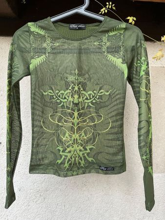 Pussy Deluxe Damen Langarmshirt–Grösse S–Grün–Mesh