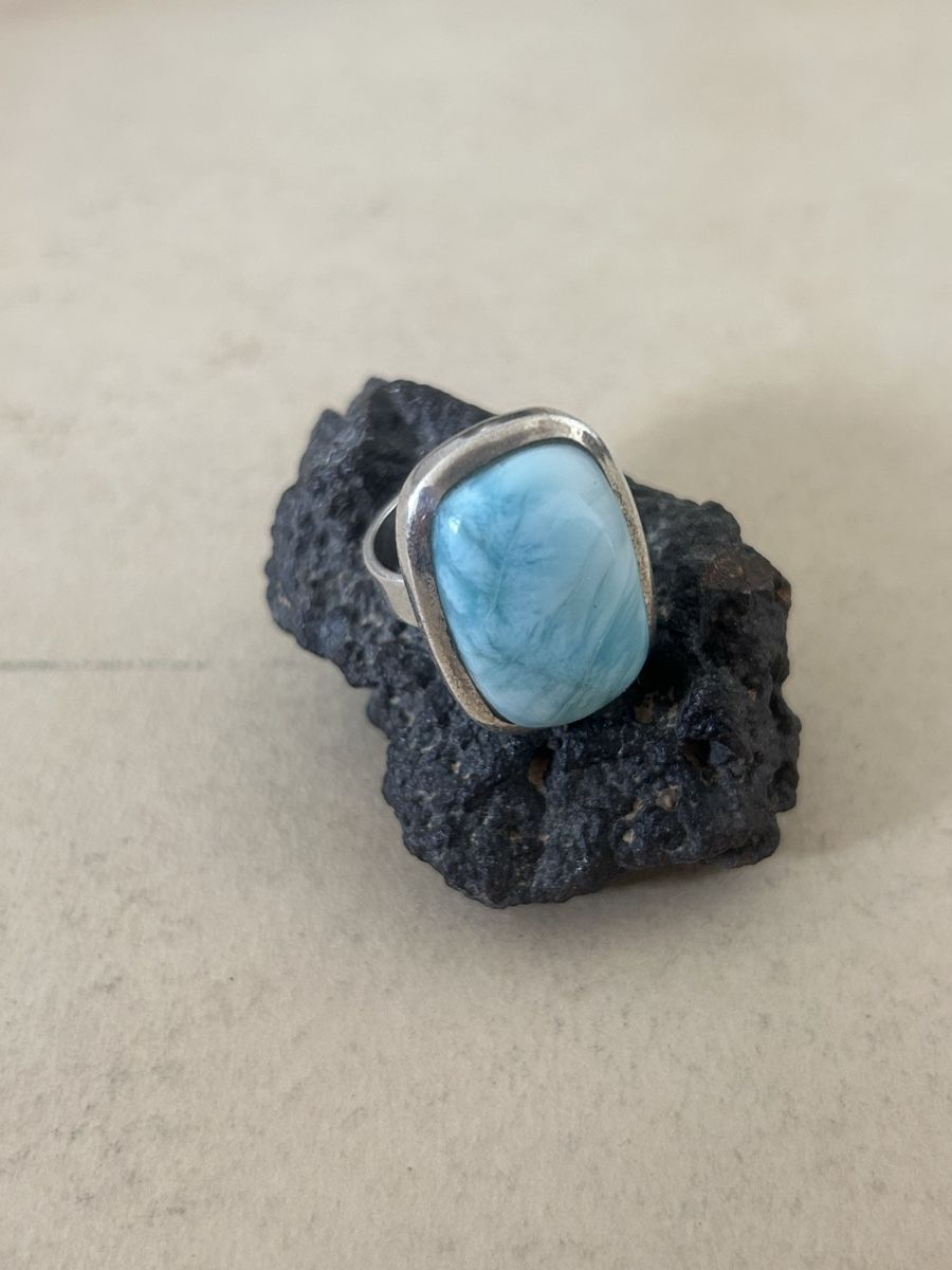 Anelli: Ring Larimar Sterling Silver Rechteckig – Nuovo e nell'imballaggio originale da Basel venduto da hannahllena
