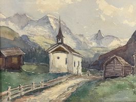 Charmante Schweizer Landschaft Aquarellmalerei, signiert 193