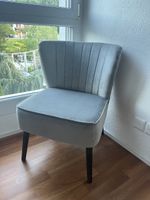 Sessel Samt/Velours Hell Grau/Blau