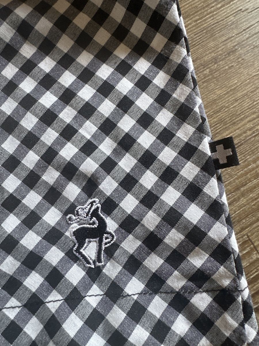 Alprausch Camicette: Ayransch Bluse, Gr. L, Schwarz Weiss Kariert mit Spitze – Usato da St. Moritz venduto da Dar-23 3