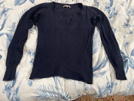 pull Bérénice bleu taille S 70% laine mérinos 30% cachemire