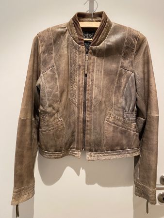 Lederjacke M Damen Zara taupe einwandfrei