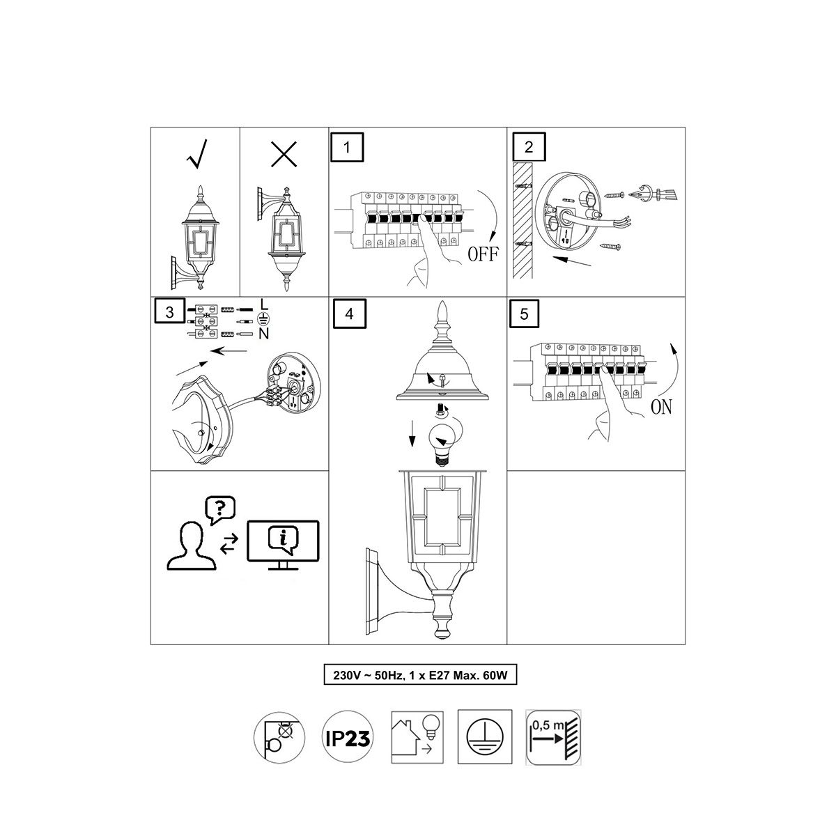 Lampade: Aussen Wandleuchte, Laterne, 41 cm Höhe – Nuovo (secondo la descrizione) da Kreuzlingen venduto da Smart-Light 9