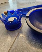 Deko Set blau Glas Flaschen Aschenbecher Kerzenhalter