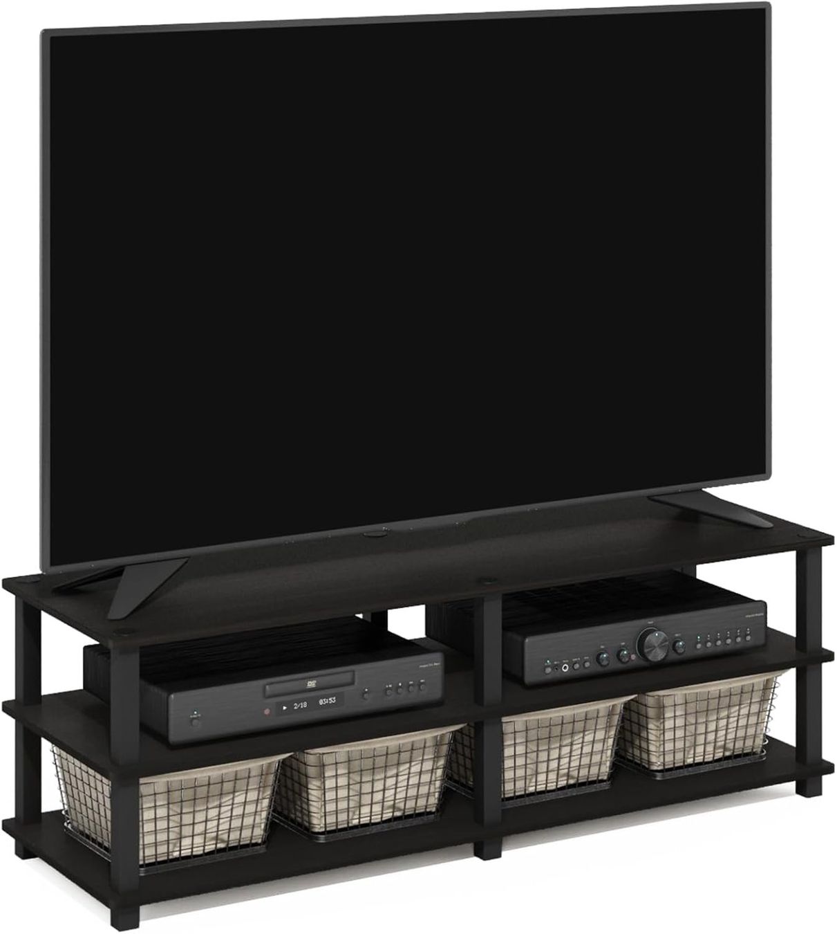 Mobili TV: TV Regal 3 Ebenen Fernsehtisch Espresso Schwarz Holz – Nuovo e nell'imballaggio originale da Neuhausen venduto da apo_zn9s
