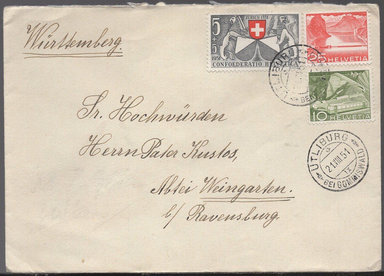 Tutti i francobolli: UTLIBURG 21.VIII.51 – Usato da Aarau venduto da kufi44