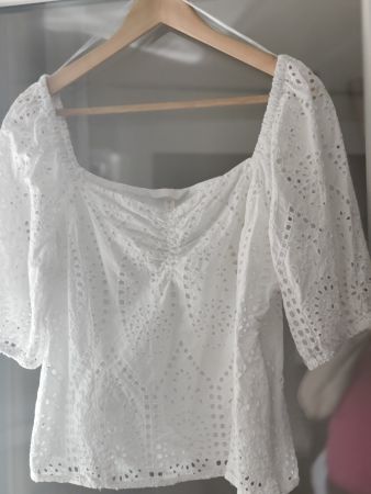 White H&M Summer Blouse, Size 44 (UK 16)