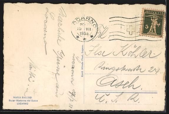 Cartes postales: AK Locarno, Rivapiana, 1933 – D'occasion à Berlin par bartko-reher 1