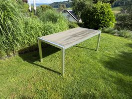 Gartentisch 180 x 90 cm | Aluminium & Holzoptik