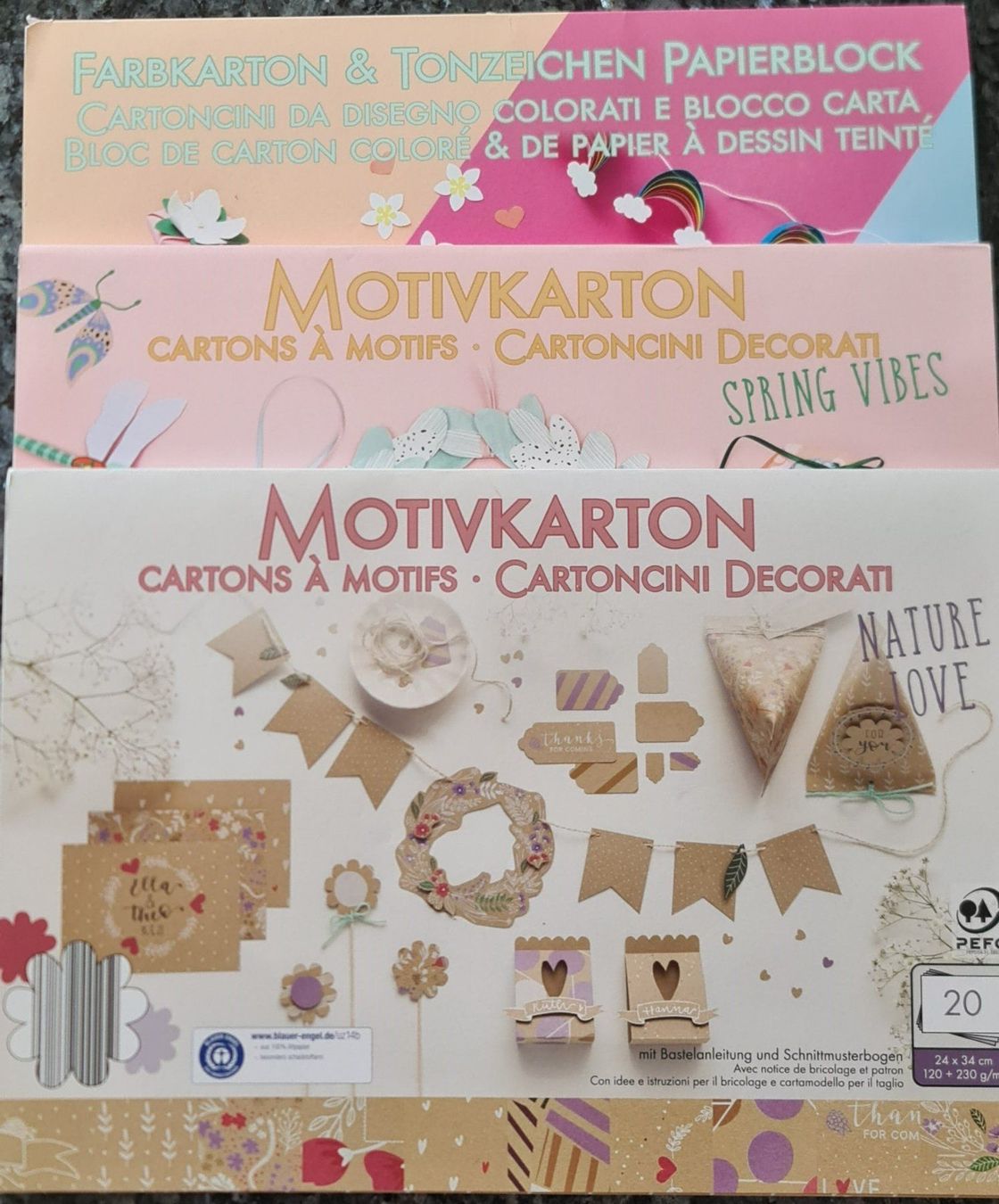 Carta: 3 Stk. Motivkarton Farbkarton Motivblock – Nuovo e nell'imballaggio originale da Uerkheim venduto da Kaufoption