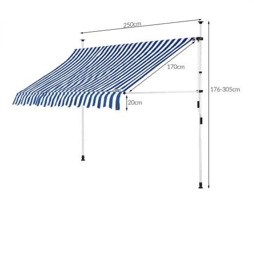 Tende da sole: Klemmmarkise Blau/Weiß 250cm – Nuovo e nell'imballaggio originale da Winterthur venduto da aredo