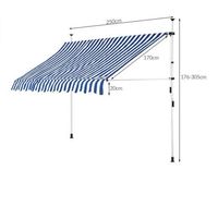 Klemmmarkise Blau/Weiß 250cm