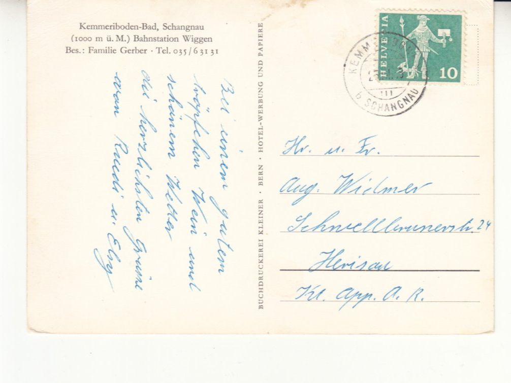 Cartoline postali: Kemmeribodenbad 1968 – Usato da Bürglen TG venduto da StampGraf 1