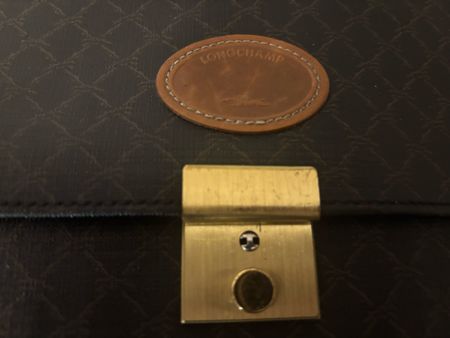 Porte documents Longchamp vintage, marron et noir