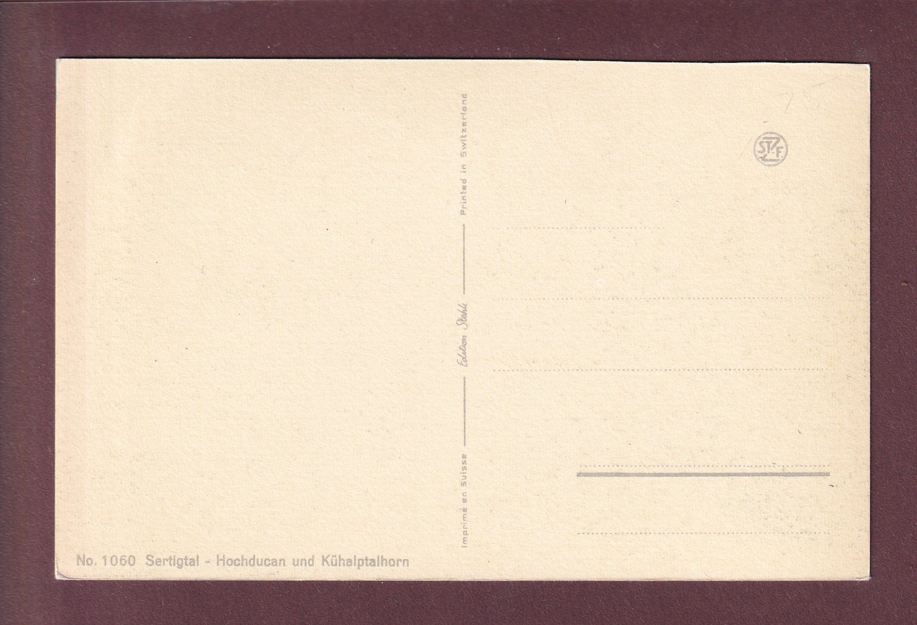 Cartes postales: SERTIGTAL - Hochducan - Kühalptalhorn – D'occasion à Pully par nicecards 1