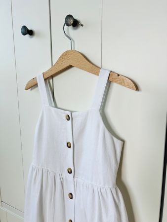 H&M 110 Kleid weiss Leinen