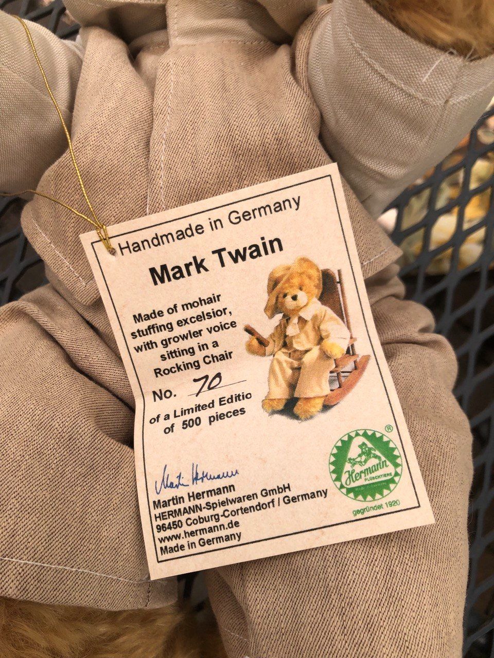 Spielzeuge: Teddybär Mark Twain Nr. 070 handmade Germany, unbespielt – Neu (gemäss Beschreibung) aus Speicher von Ramtha1 2