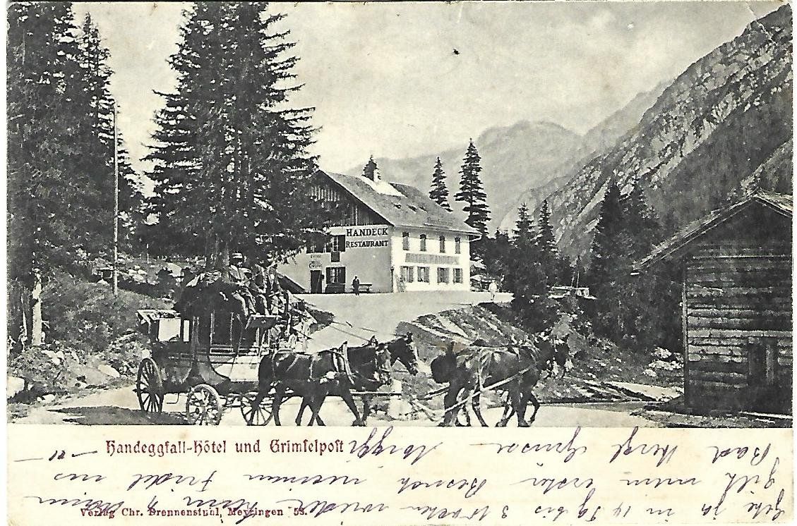 Cartes postales: Handeggfall-Hotel und Grimselpost – D'occasion à Wetzikon ZH par Brulu100