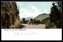 AK Postkutsche auf einer Bergstrasse