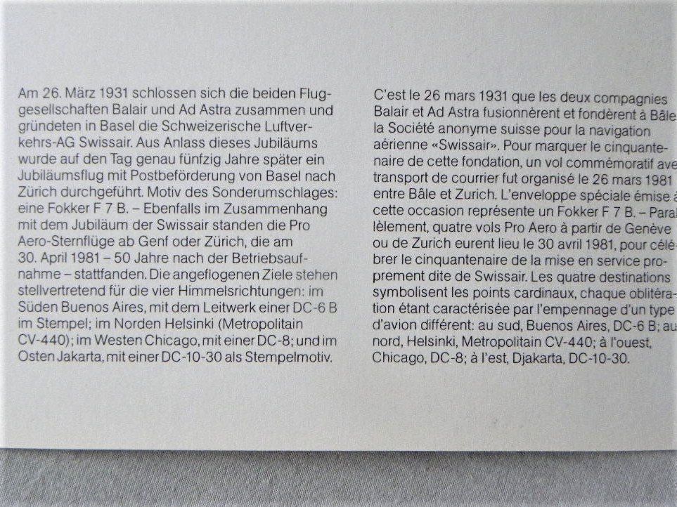 Alle Briefmarken: (133) Pro Aero Jubiläumsflug 1931 - 1981 – Gebraucht aus Schwarzhäusern von Inot3 8