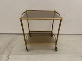 Barwagen Messing Glas Rauchglas Rollen antiker Stil
