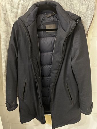 Herren Daunenjacke dunkelblau mit Kapuze guter Zustand
