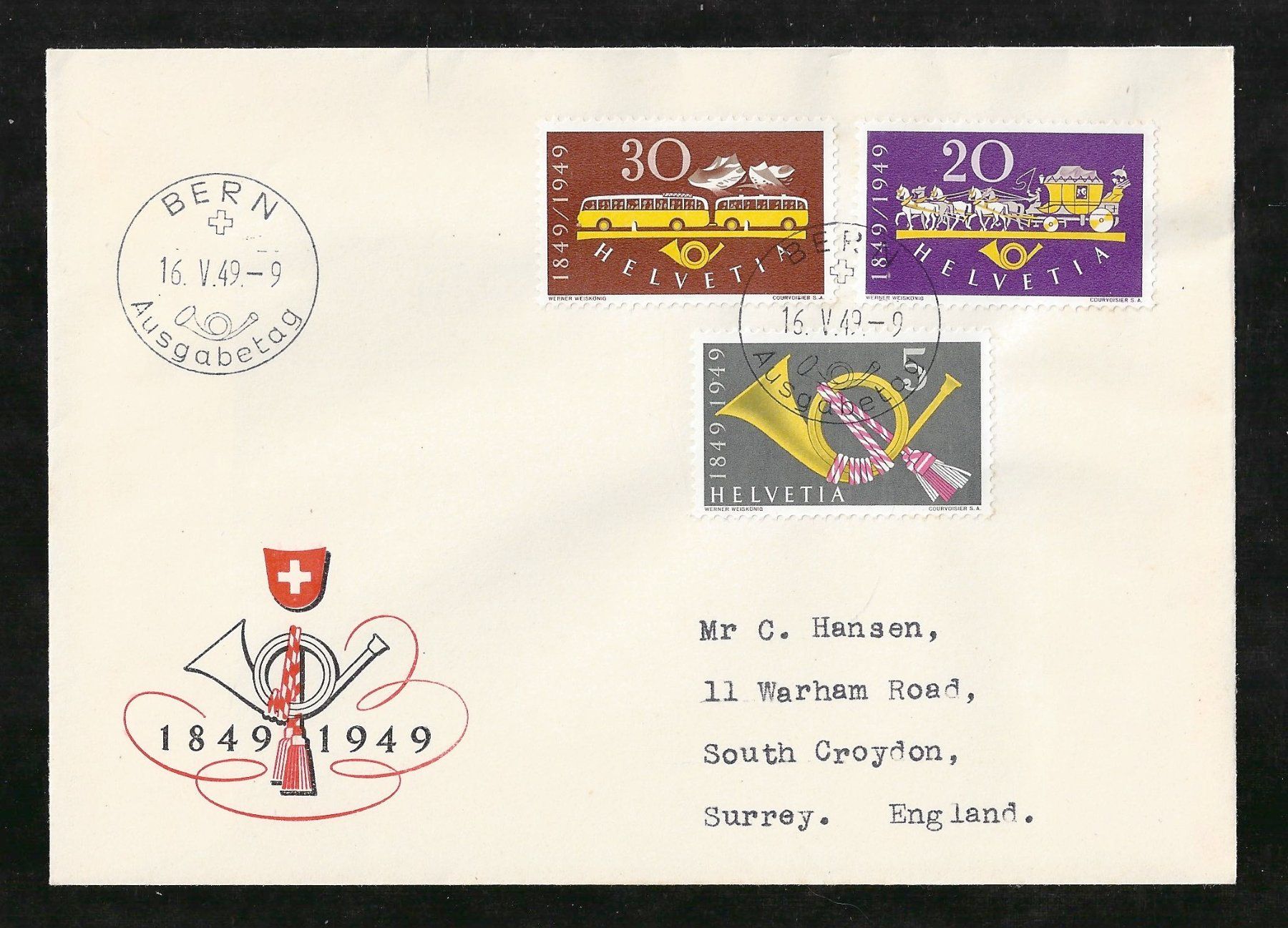 Tutti i francobolli: 1949 FDC Eidgenössische Post "DEUTSCH" illustriert LUXUS – Usato da Zürich venduto da Nobs1