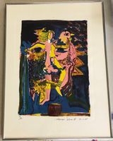 Lithografie Akt und Vogel signiert Werner Schmid (ID H189)