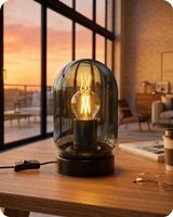 Nachttischlampe Glas Rauchglas Tischlamp Tischlampe