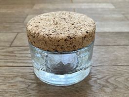 Glasdose mit Korkdeckel 70ties