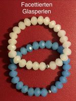 2er Set Armbänder, Glasperlen, hellblau und weiss, Neu!