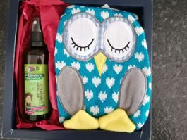 Geschenkset Wärmekissen Eule mit Kissenspray Schnupfnase