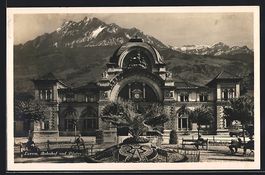 AK Luzern, Bahnhof und Pilatus, 1928