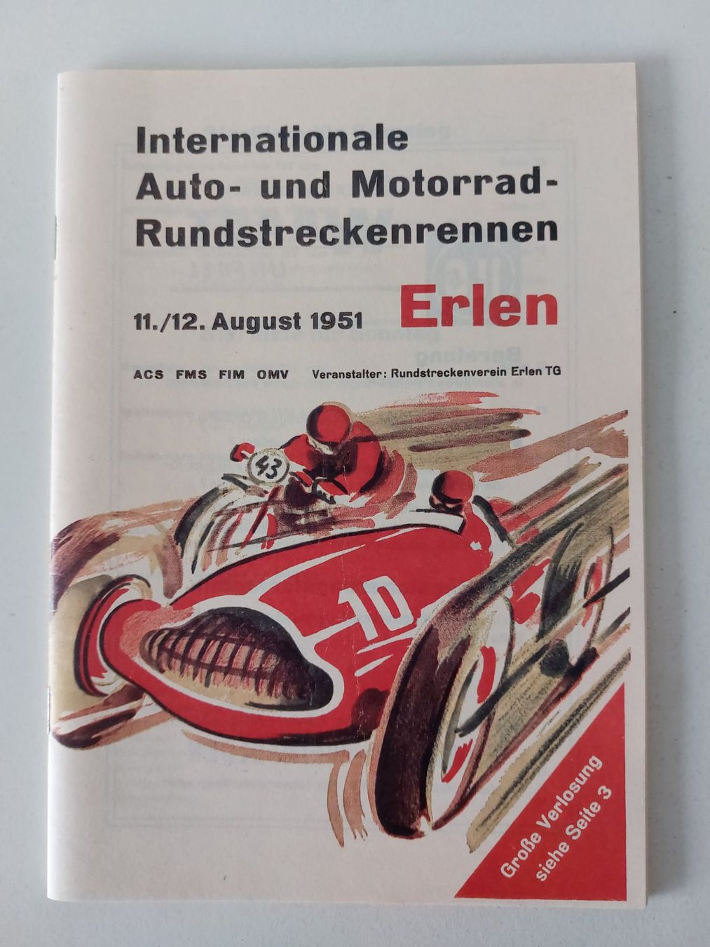 Alfa Romeo Documenti: Programmheft Erlen 1951 Rundstreckenrennen Auto Kopie – Usato da Schenkon venduto da Elbarto007