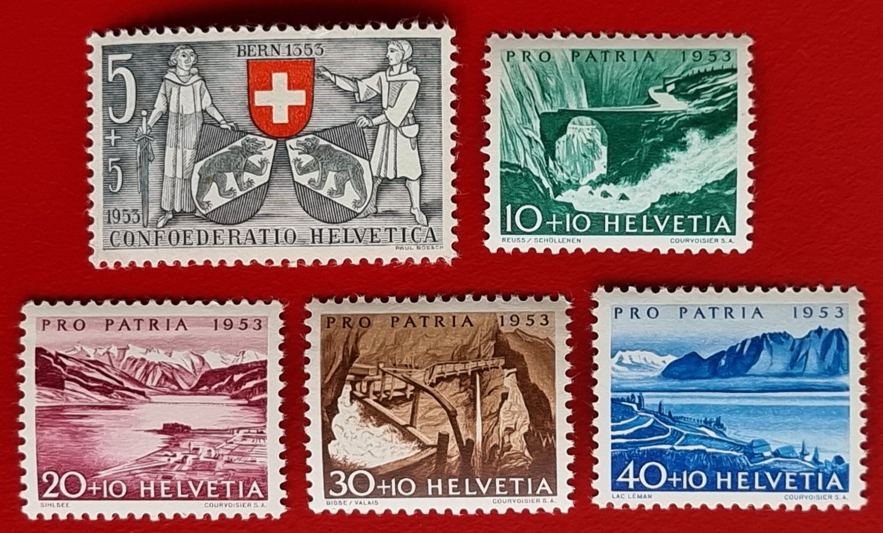 Tutti i francobolli: PRO PATRIA SATZ 61 - 65 1953** POSTFRISCH – Nuovo (secondo la descrizione) da Düdingen venduto da Quartierstrasse