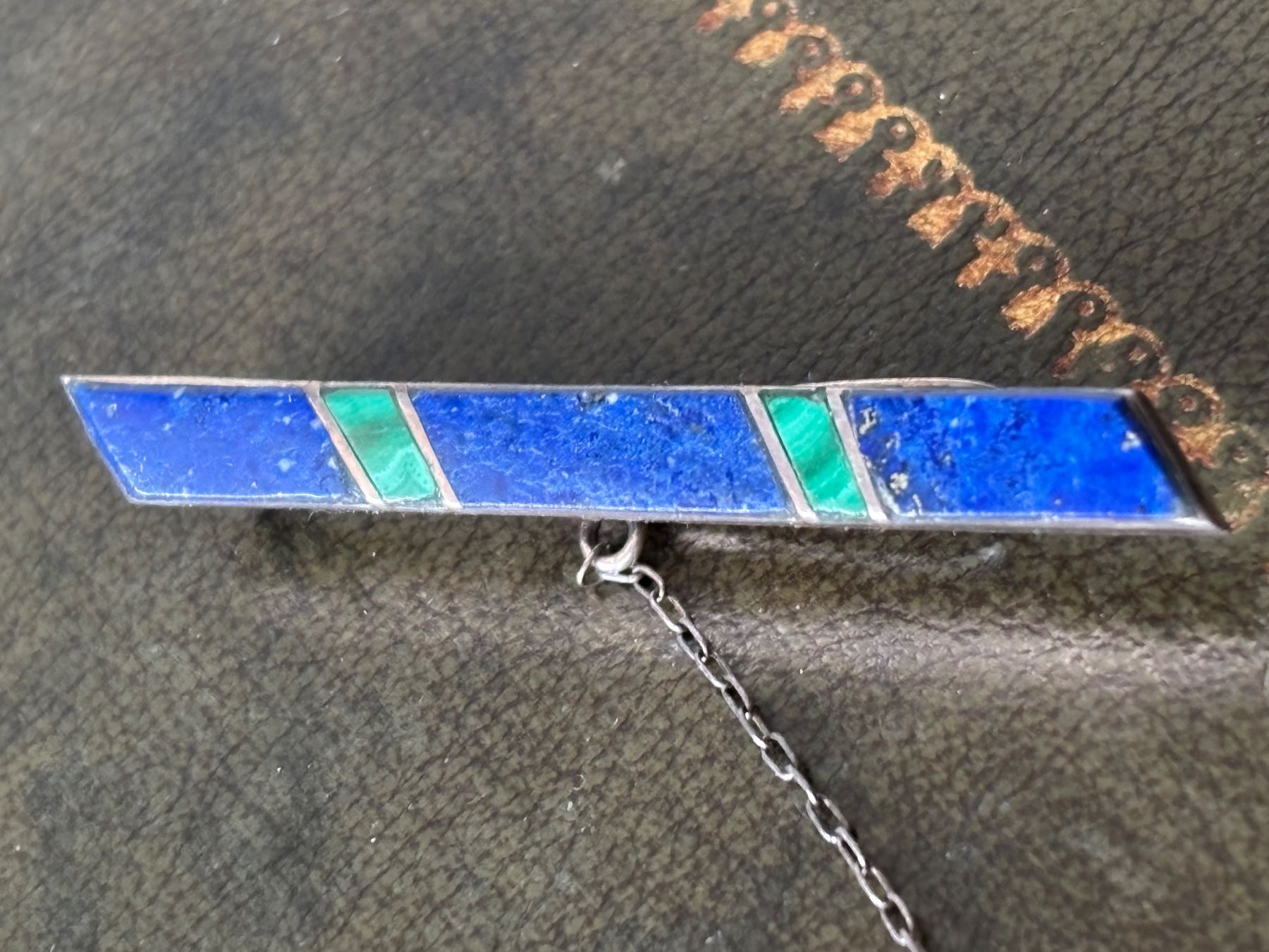 Anhänger: vintage edler Azurit Lapislazuli Krawattenschieber Silber ? – Gebraucht aus THERWIL von Fcbbasel 1