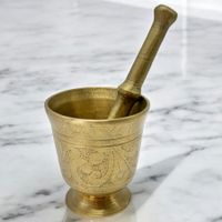 Grand MORTIER ET PILON "EL MAHRAS" en bronze ciselé 1.54 Kg