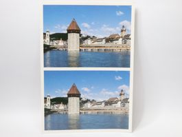 Doppel Ansichtskarte Luzern Kappelbrücke, Rätsel