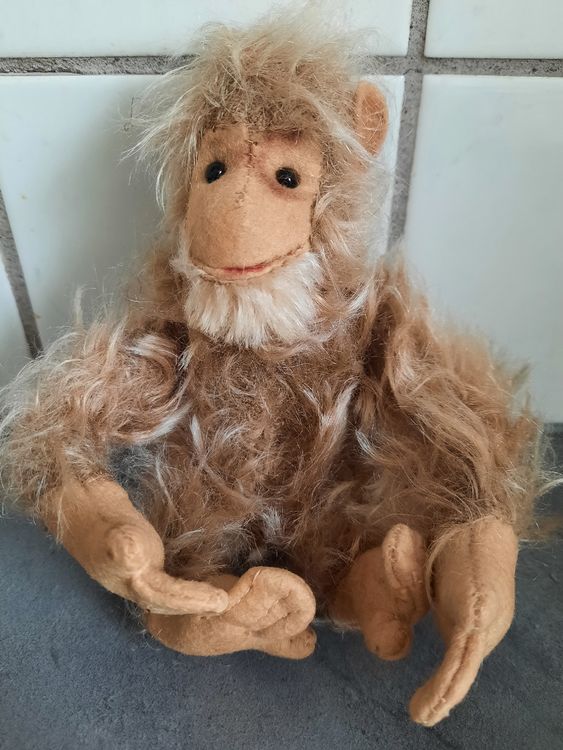 Singe jouet en bois vintage années 60