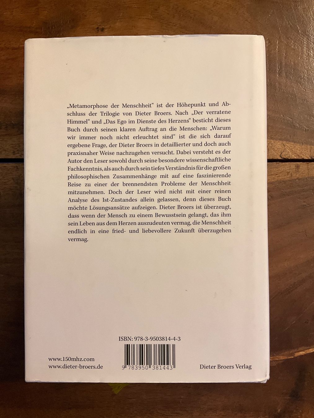Libri: METAMORPHOSE DER MENSCHHEIT – Usato da Avenches venduto da Lactobacille 4