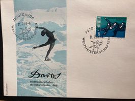 Schweiz 1966 Sonderstempel+Marke+Cachet Eiskunstlauf EM